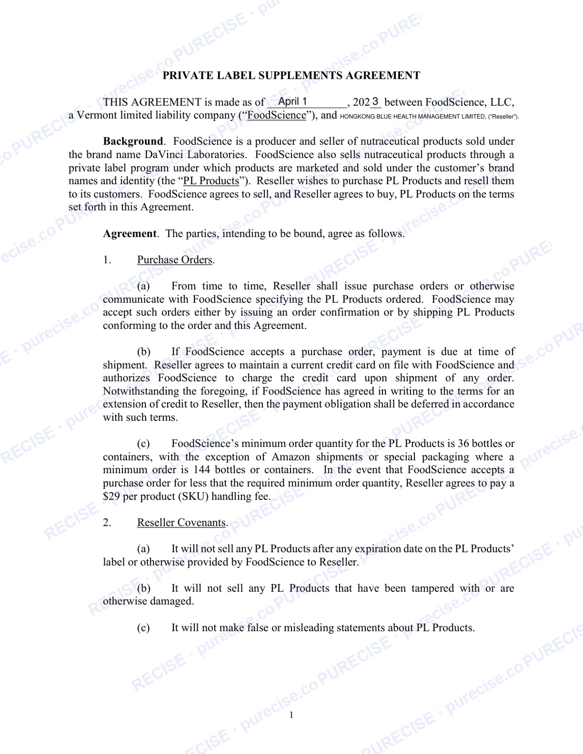 Private-Label Agreement